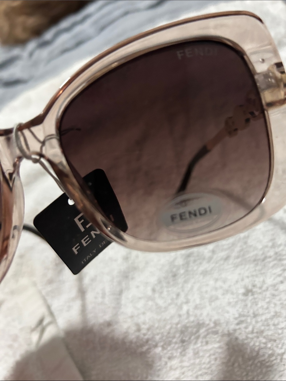 Fendi Transparent Blush Square Sunglasses with Pink Lenses - Picture 5 of 6